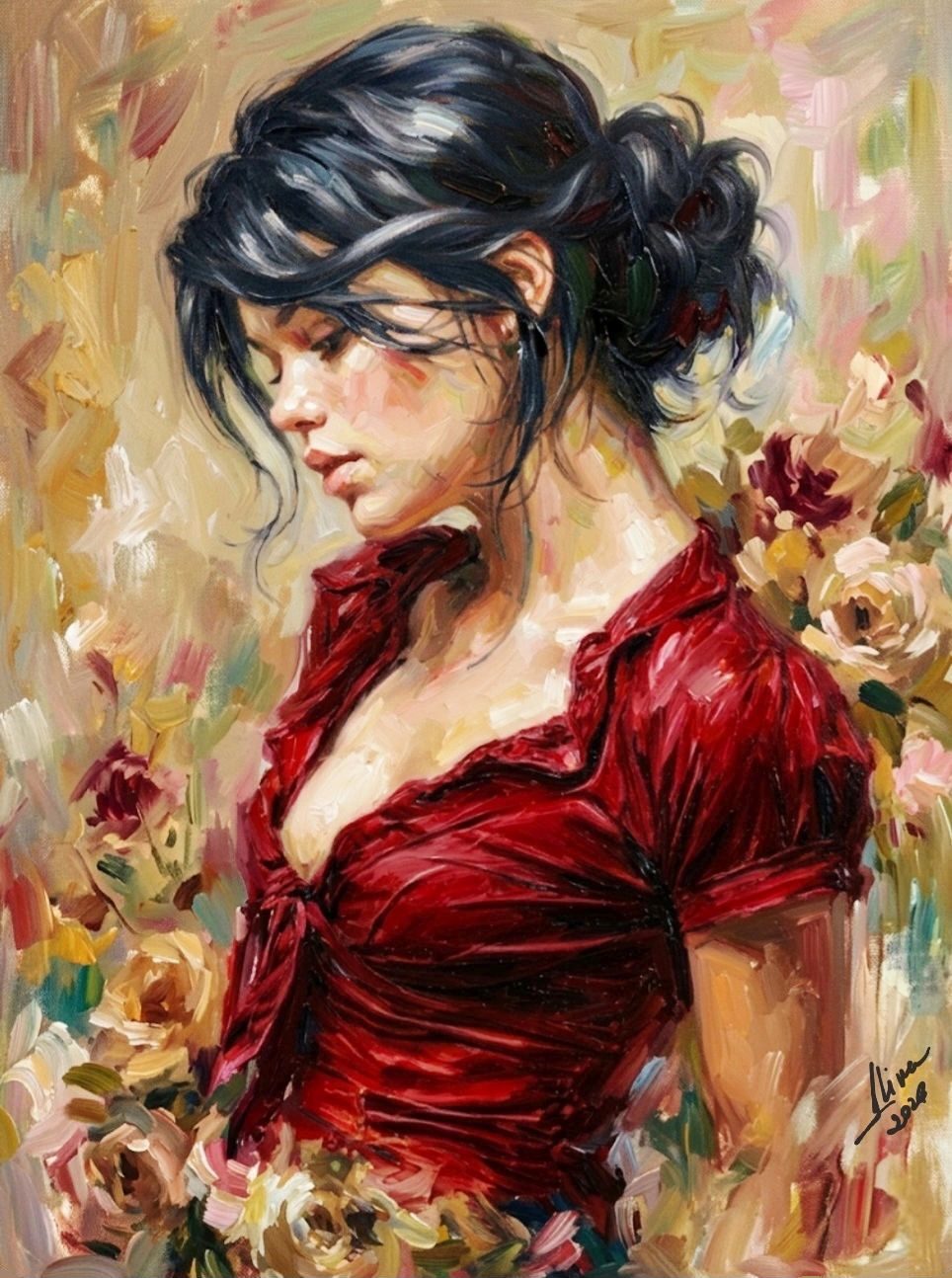 ArteDiAlina.com painting: Where the Wild Roses grow ..